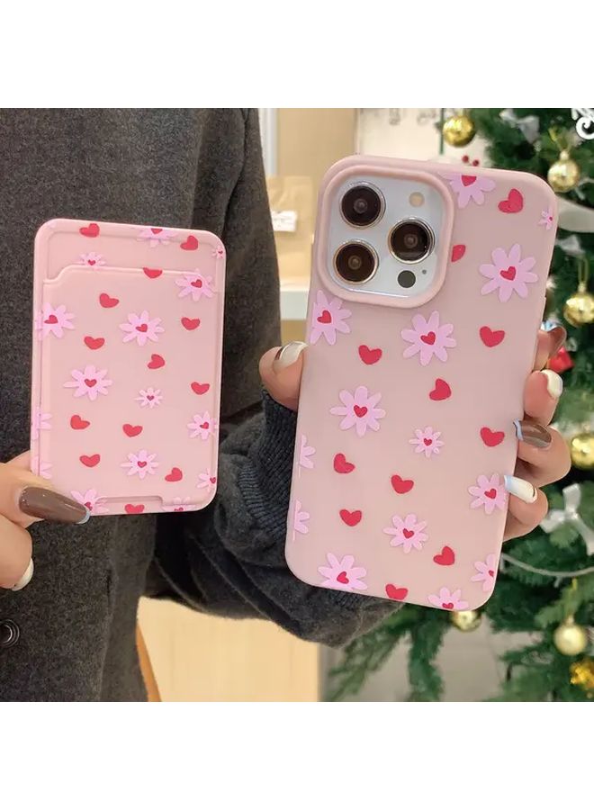 Pink Phone Case With Self Adhesive Card Holder Bow For IPhone 16 Pro Max - Image 1